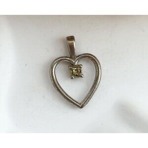 Heart Shaped CZ Accented Tiny Sterling Silver 925 Vintage Pendant | Charm